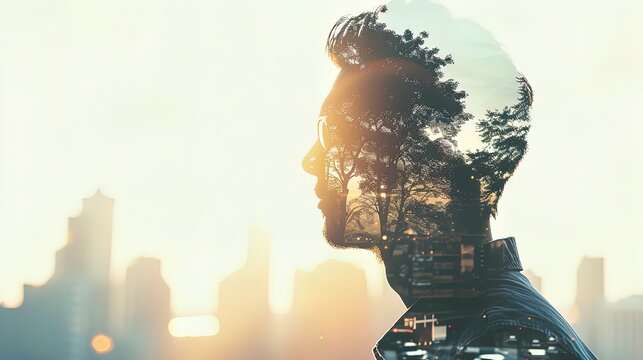 Mindscapes: Urban Dreamscape Double Exposure. Explore the city within. Surreal visions await. Get lost in the metropolis of the mind.