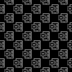 Tablet with AI Chip vector Artificial Intelligence dark seamless pattern in outline style