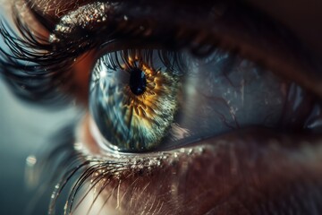 Close-up people eye detailed. Generative AI technology