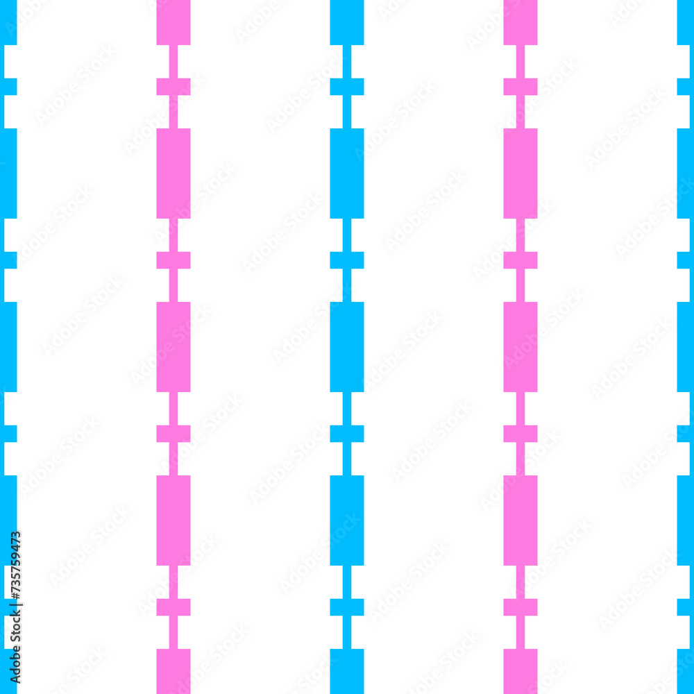 Poster simple stripe ethnic textile seamless pattern vertical line blue and pink color on transparent backg