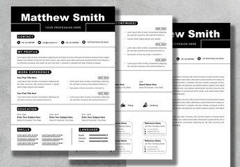Black And White Resume and Cover Letter Layout