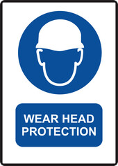 HIGH QUALITY SAFETY SIGN WEAR HEAD PROTECTION VECTOR 