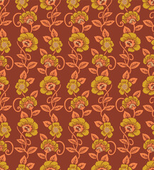 Japanese Luxury Flower Vine Vector Seamless Pattern