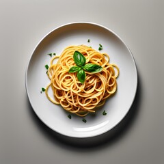 Delicious spaghetti served on a white plate