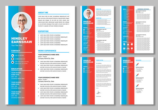 Red And Blue Gradient Resume Layout