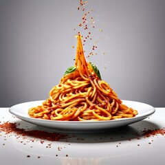 Delicious spaghetti served on a white plate
