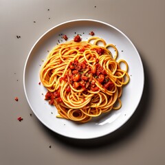 Delicious spaghetti served on a white plate