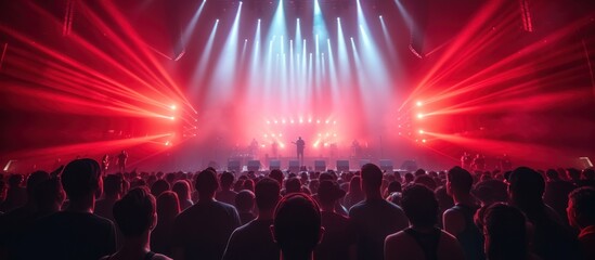 Fototapeta na wymiar crowd partying stage lights live concert