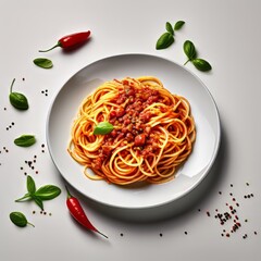 Delicious spaghetti served on a white plate