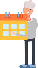 Chef Character Holding Calendar
