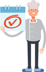 Chef Character and Check Mark Sign

