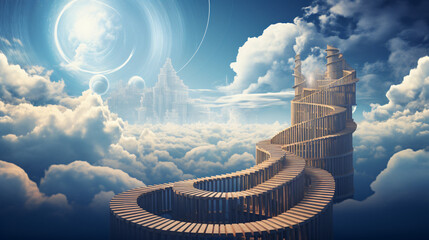 Stairs in sky - Powered by Adobe