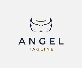 Obraz premium Abstract luxury linear trendy Angel logo design template 