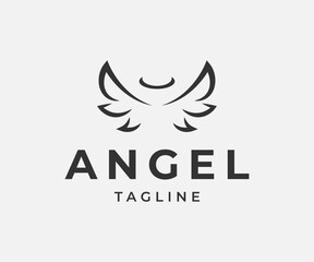 Abstract luxury linear trendy Angel logo design template	
