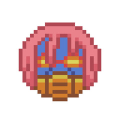 Smiley cyber glasses emoticon, face pixel art icon cartoon character. 8-bit flat style. Show language of emotion. Isolated abstract vector illustration.