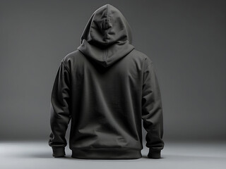 Black hoodie with a blank front and back view design, mockup, and white background design.
