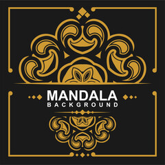 Golden frame with mandala art background