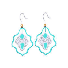 beadwork boho earrings cartoon vector illustration