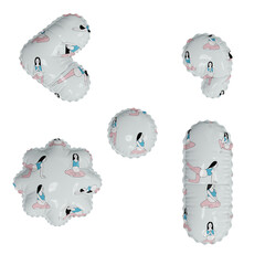 3D simplistic letter pattern helium balloon 5 symbols pack
