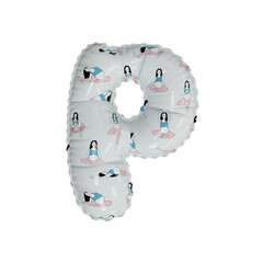 3D simplistic letter pattern helium balloon letter P