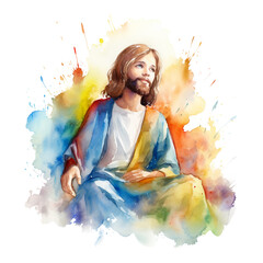 Watercolor print of Jesus, 