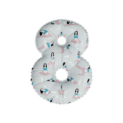 3D simplistic letter pattern helium balloon number 8