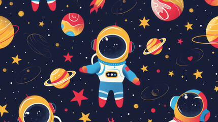 Playful Horizons: Colorful Kids Space Wallpaper