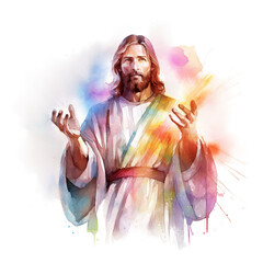 Watercolor print of Jesus, person in a dress