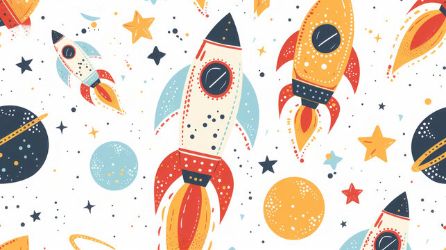 Playful Horizons: Colorful Kids Space Wallpaper