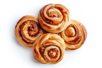 danish pastry concept,  top view. bakery produce isolated on white background.