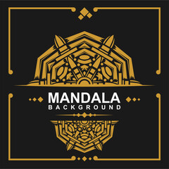 Obraz premium Golden frame with mandala art background