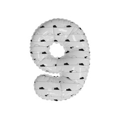 3D simplistic letter pattern helium balloon number 9