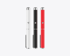 Blank laser pointer pen ready for your design and branding mockup template isolated on white background, 3d illustration.