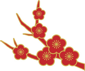 Traditional retro plum blossom branch