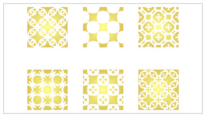 Gold Decorative vintage Geometric floral set of seamless patterns minimalistic seamless patterns set