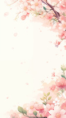 Hanami / cherry blossom festival banner in pink with copy space -Generative AI