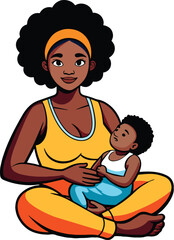 black woman sitting with her baby-