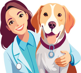 veterinary doctor looks after a dog-