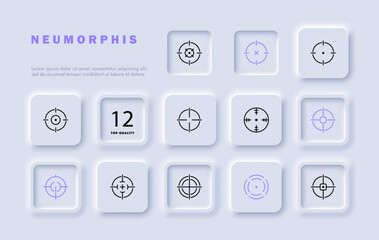 Sight set line icon. Precision aiming, firearm accessory, reflex sight, shooting sports, tactical gear.. Neomorphism style. Vector line icon for business and advertising
