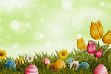 beautiful modern water color easter celebration background template