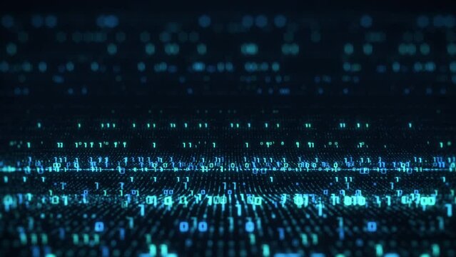 Digital data flow, data science concept, machine learning, big data, high speed global connections and data streaming, binary code, futuristic technology (3d render)