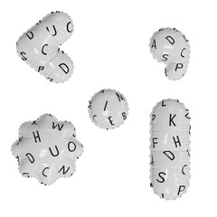 3D simplistic letter pattern glossy helium balloon 5 symbols pack