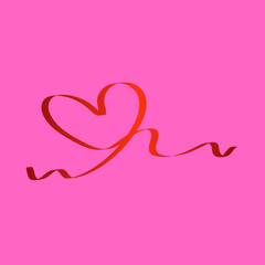 Heart with ribbon, embrace the warmth of love with this Red heart shape banner, gleaming with the promise of affection and devotion.