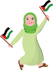 Girl with a Palestinian flag
