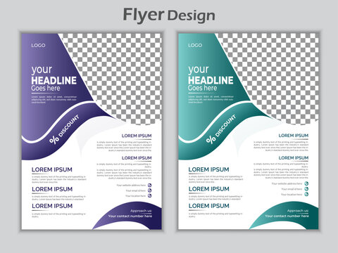 corporate Flyer Layout with purple and green Accents.