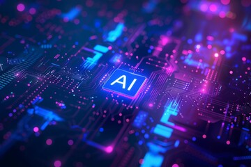 Obraz premium Abstract technology dark background with a glowing text 