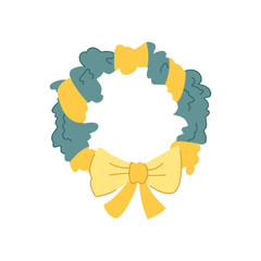 happy christmas wreath cartoon vector illustration