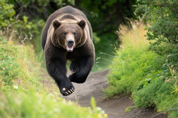 large bear running down a trail