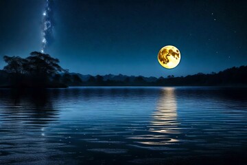 moon over lake