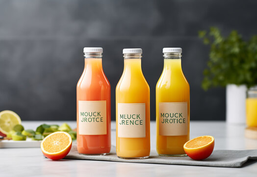 Juice of oranges, Natural juices concept. Neutral background.
